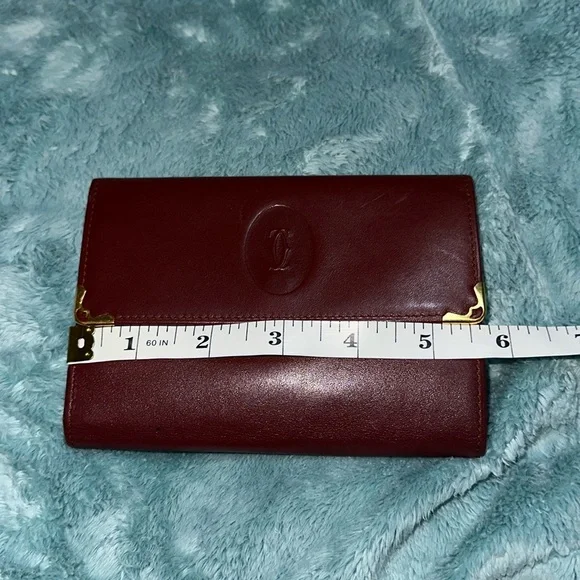 Cartier Burgundy Tri Fold Wallet With Kiss Lock 💋 - Picture 13 of 15